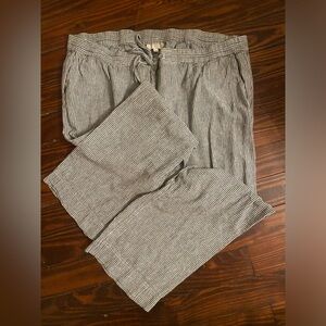 Talbots Striped Wide Leg Linen Pants